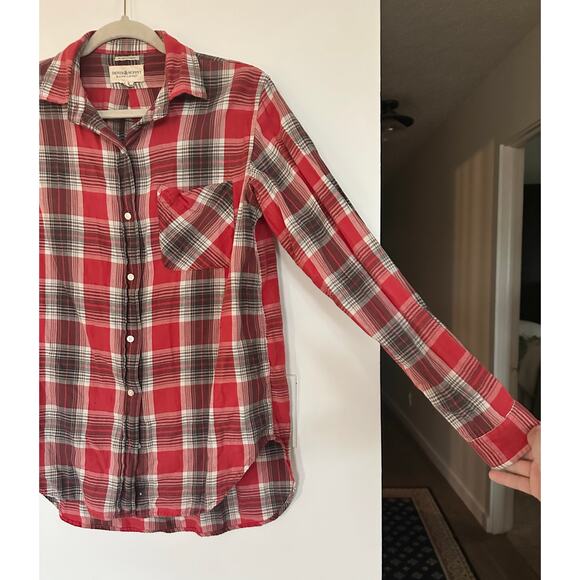 Denim & Supply Ralph Lauren shirt Flannel plaid red M blouse comfort boyfriend - Picture 9 of 13